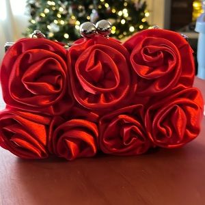 New Without Tags red silk rose evening bag or any occasion !!